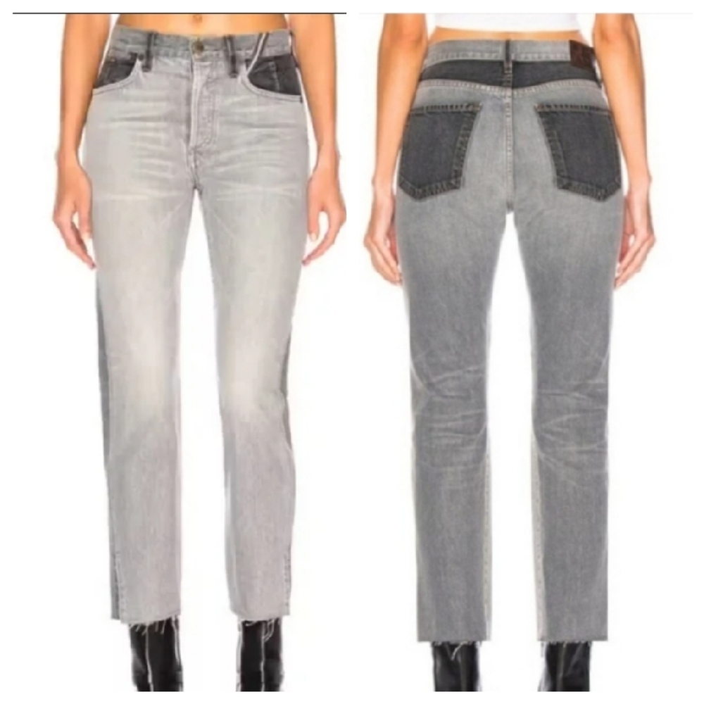 Jean Atelier Gray & Black Cropped Raw Hem Jeans